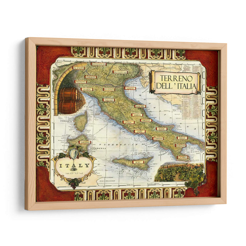 Vino Mapa De Italia El Cgp | Cuadro decorativo de Canvas Lab