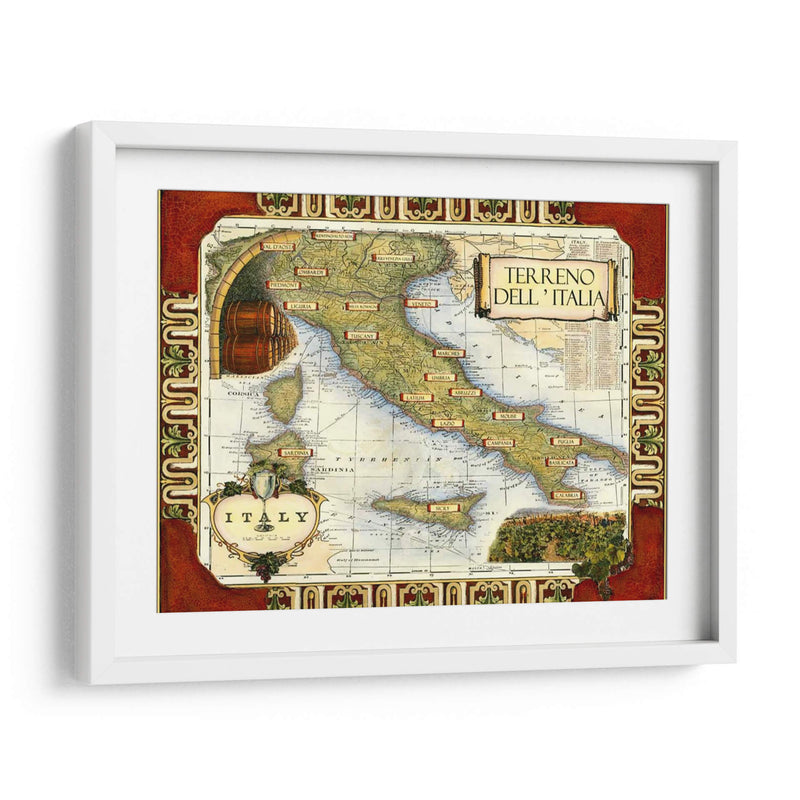 Vino Mapa De Italia El Cgp | Cuadro decorativo de Canvas Lab