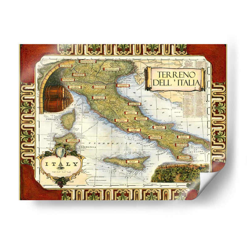 Vino Mapa De Italia El Cgp | Cuadro decorativo de Canvas Lab