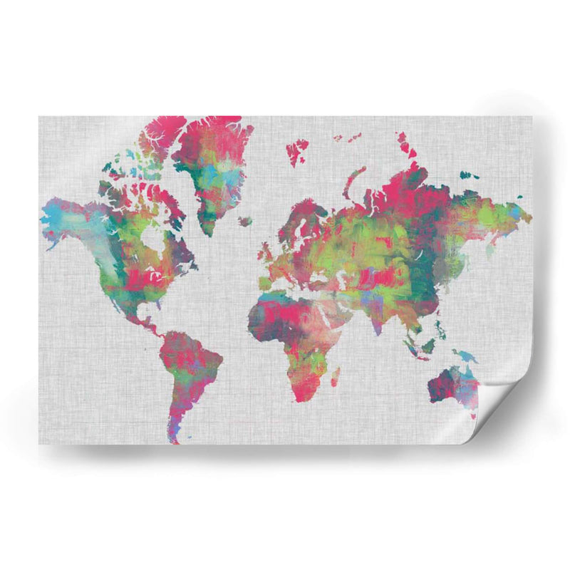 Empaste Mapa Del Mundo - Jennifer Goldberger | Cuadro decorativo de Canvas Lab