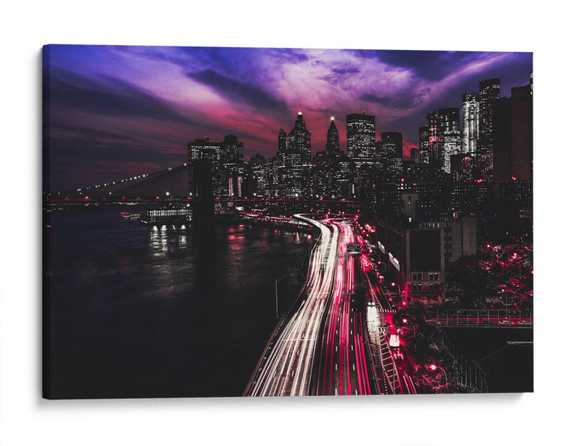Noche fuschia en Nueva York | Cuadro decorativo de Canvas Lab