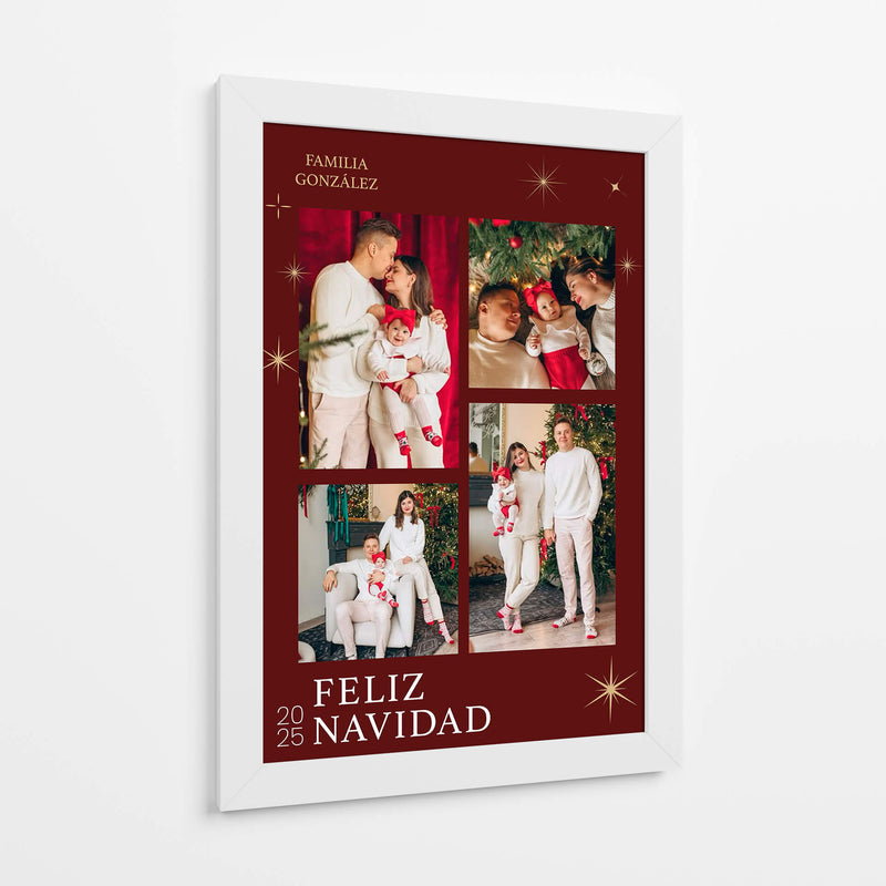 Feliz Navidad, 4 Fotos (Estrellas) - Cuadro personalizado