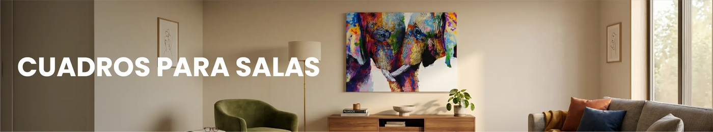 Sala de estar moderna decorada con cuadros elegantes de Canvas Lab. Texto: CUADROS PARA SALAS.