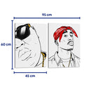 Biggie & Pac - Set de 2 - Line Art - Cuadro decorativo | Canvas Lab