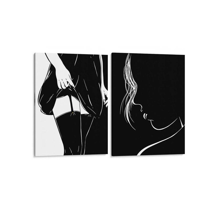 Estilo en blanco y negro - Set de 2 - Line Art - Cuadro decorativo | Canvas Lab