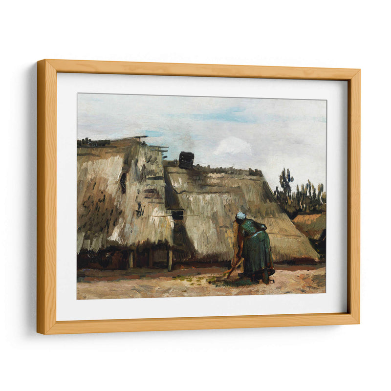 Una mujer campesina cavando frente a su cabaña - Vincent Van Gogh | Cuadro decorativo de Canvas Lab