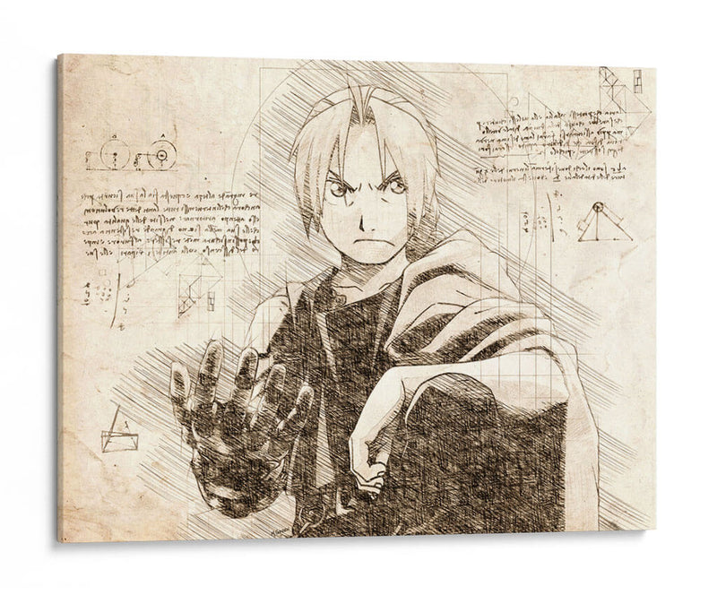 The FullMetal Alchemist (Text) - DaVinci Style - Marco Green | Cuadro decorativo de Canvas Lab