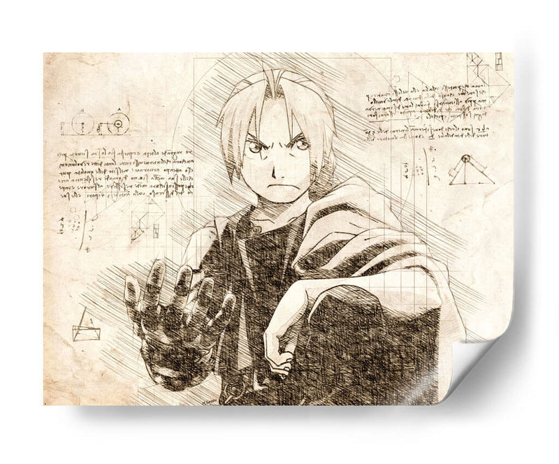 The FullMetal Alchemist (Text) - DaVinci Style - Marco Green | Cuadro decorativo de Canvas Lab