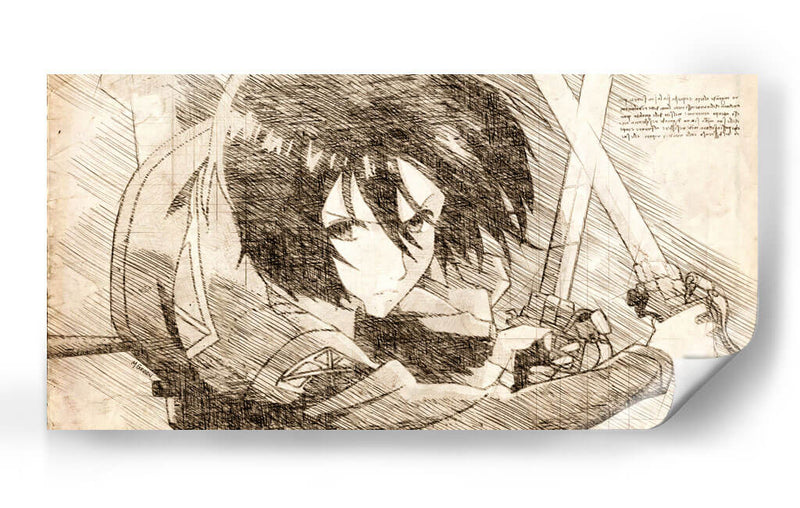 Mikasa Ackerman Tatakae - DaVinci Style - Marco Green | Cuadro decorativo de Canvas Lab