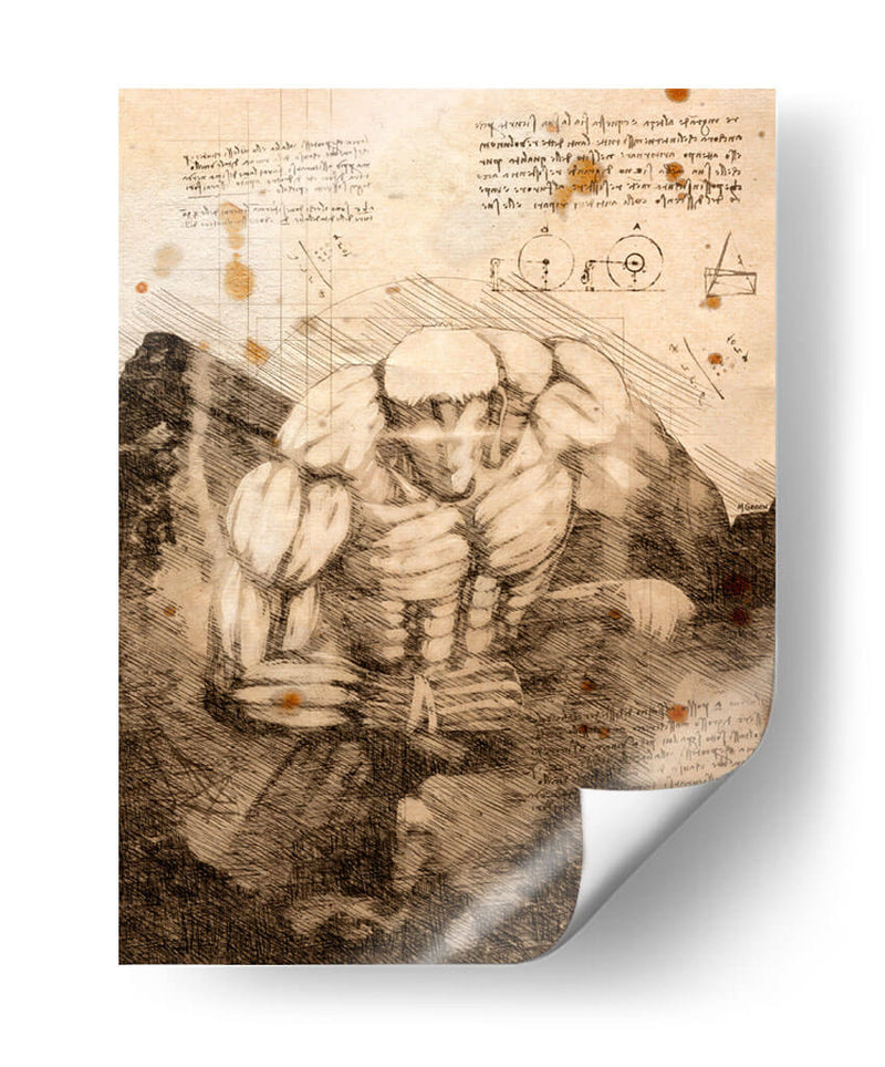 Titán acorasado Notas - DaVinci Style - Marco Green | Cuadro decorativo de Canvas Lab