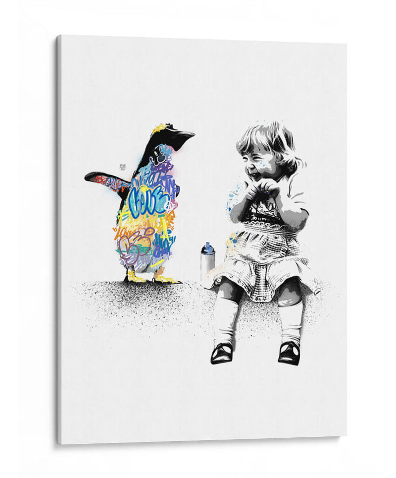 Pinguin Mischief Graffiti - David Aste | Cuadro decorativo de Canvas Lab