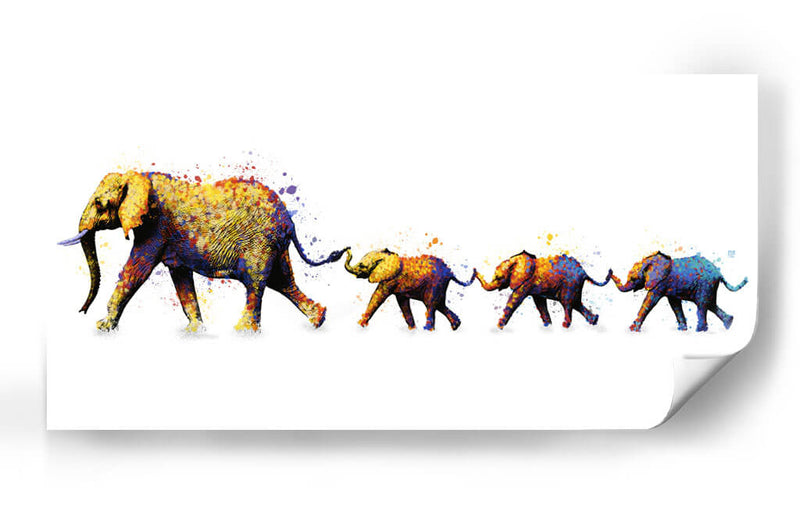 Familia de Elefantes 02 - Hue Art | Cuadro decorativo de Canvas Lab