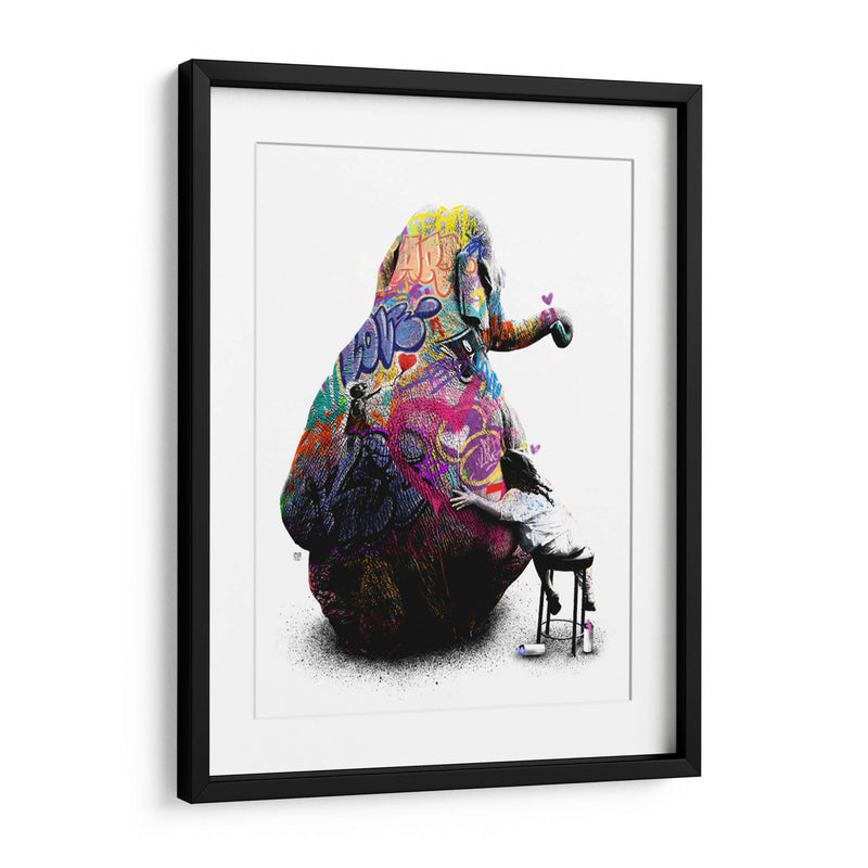 Elefante y Niña Graffiti - David Aste | Cuadro decorativo de Canvas Lab