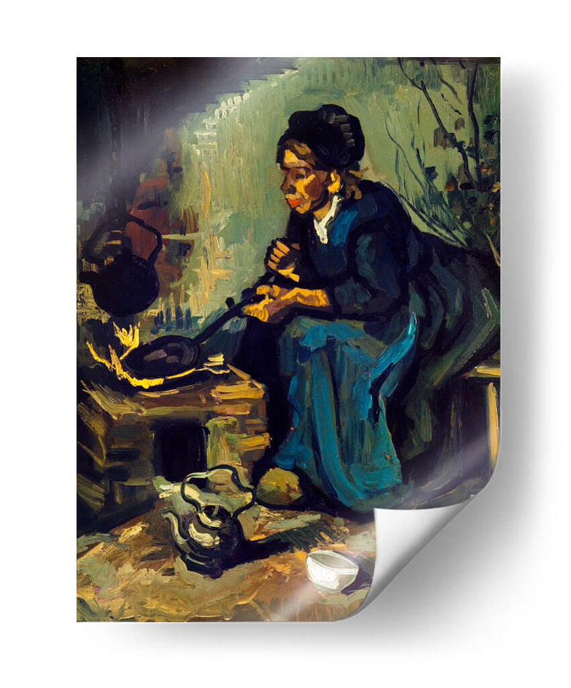 Mujer campesina cocinando junto a una chimenea - Vincent Van Gogh | Cuadro decorativo de Canvas Lab
