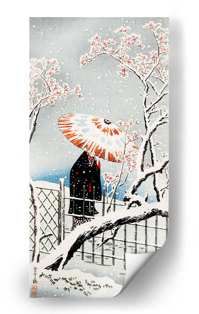 Ciruelo en la nieve - Hiroaki Takahashi | Cuadro decorativo de Canvas Lab