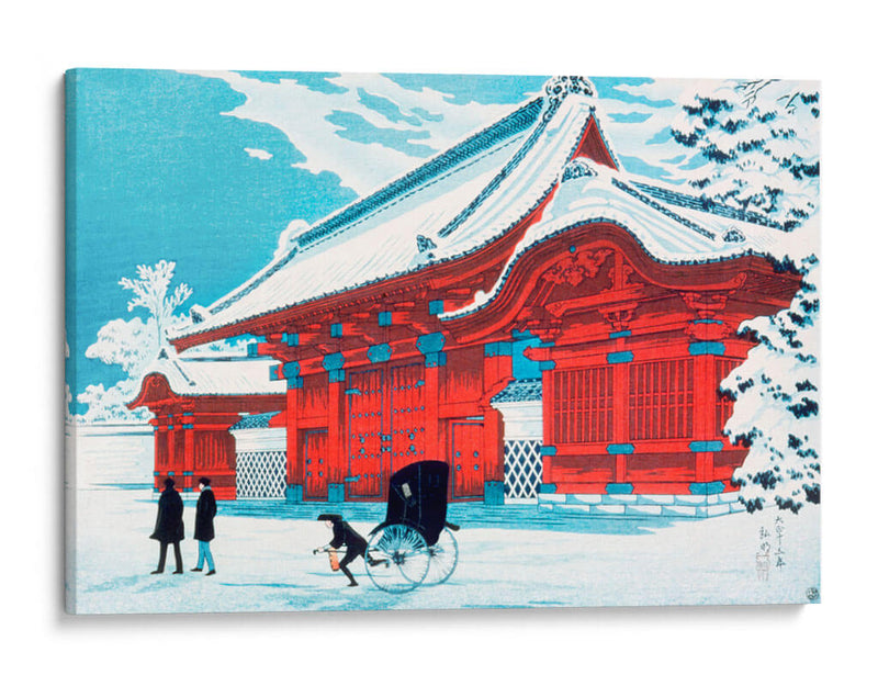 La puerta roja de Hongo en la nieve - Hiroaki Takahashi | Cuadro decorativo de Canvas Lab