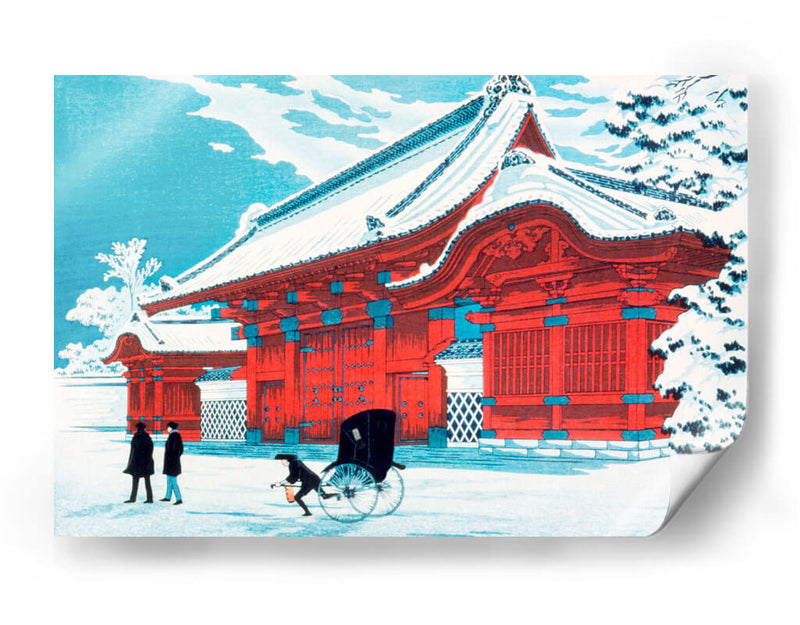 La puerta roja de Hongo en la nieve - Hiroaki Takahashi | Cuadro decorativo de Canvas Lab