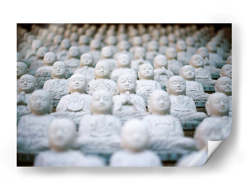 Hileras de figuras budistas de piedra en miniatura | Cuadro decorativo de Canvas Lab
