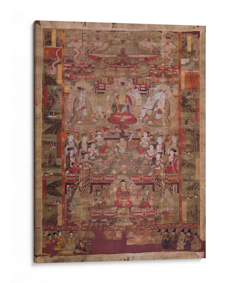 Paraíso de Shakyamuni, con ilustraciones de episodios del Sutra Baoen | Cuadro decorativo de Canvas Lab