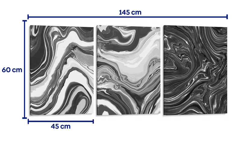 Negro fluido - Set de 3 - Marmolista - Cuadro decorativo | Canvas Lab