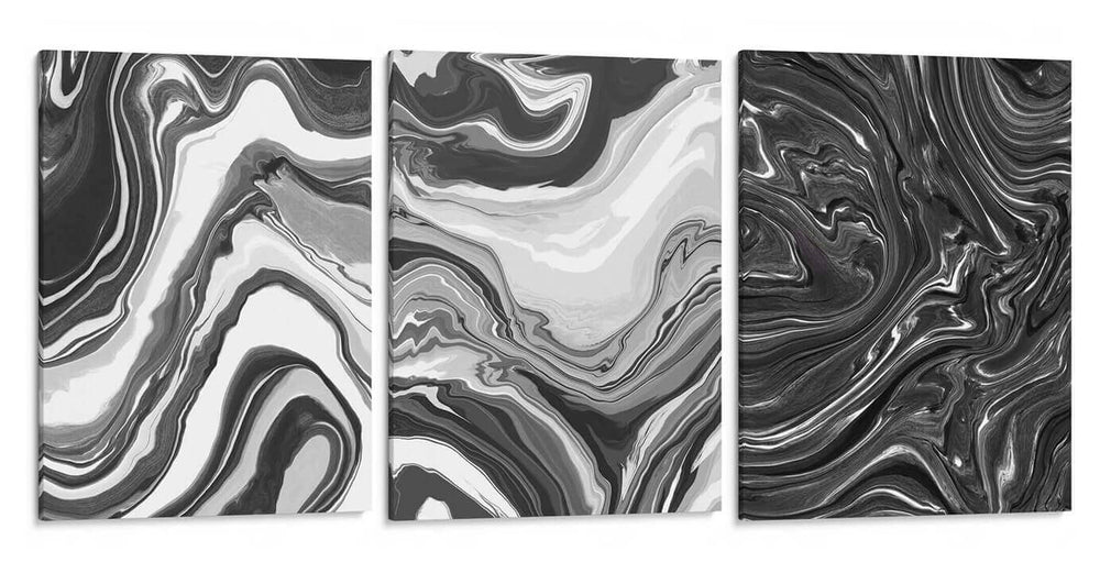 Negro fluido - Set de 3 - Marmolista - Cuadro decorativo | Canvas Lab