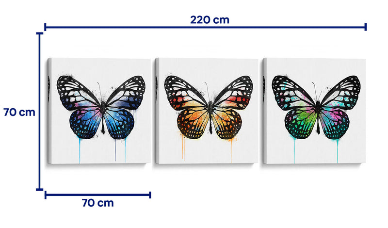 Mariposas de colores - Set de 3 - Hue Art - Cuadro decorativo | Canvas Lab