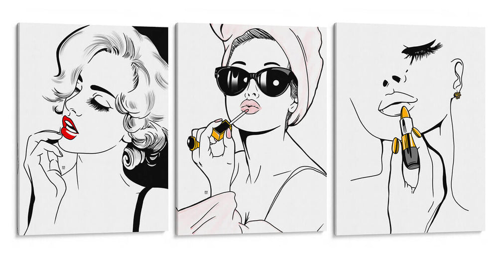 Fashionista lines - Set de 3 - Line Art - Cuadro decorativo | Canvas Lab