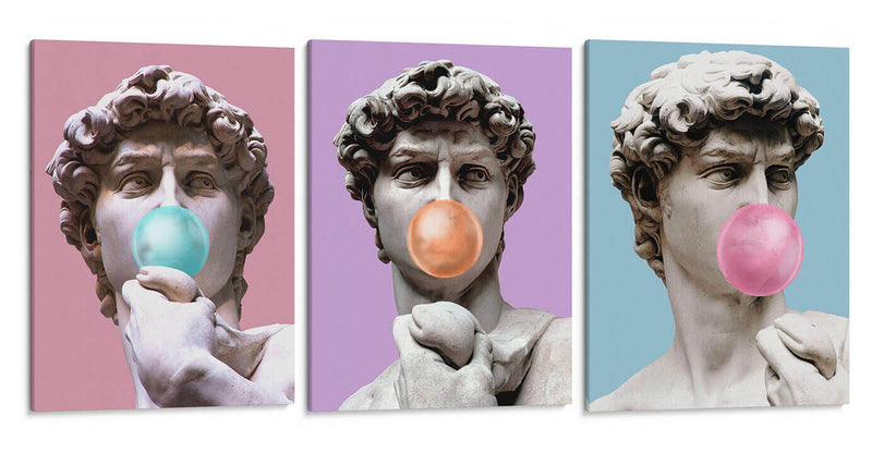 The David Bubblegum - Set de 3 - Fake Classics - Cuadro decorativo | Canvas Lab