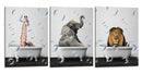 Safari Bath - Set de 3 - Animals Daily - Cuadro decorativo | Canvas Lab