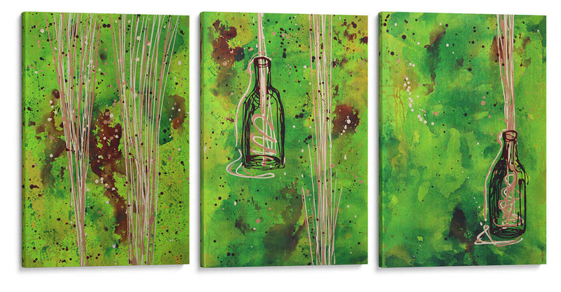 Botellas de Champagne - Set de 3 - Alba Derbez - Cuadro decorativo | Canvas Lab
