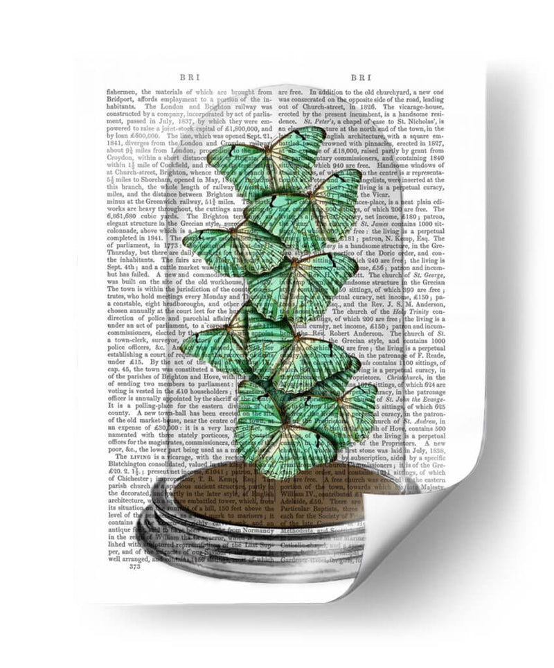 Mariposas Verdes En Bell Jarr - Fab Funky | Cuadro decorativo de Canvas Lab
