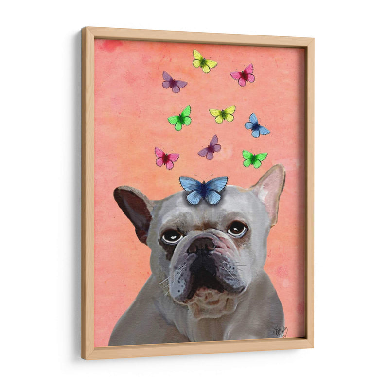 Bulldog Francés Blanco Y Mariposas - Fab Funky | Cuadro decorativo de Canvas Lab