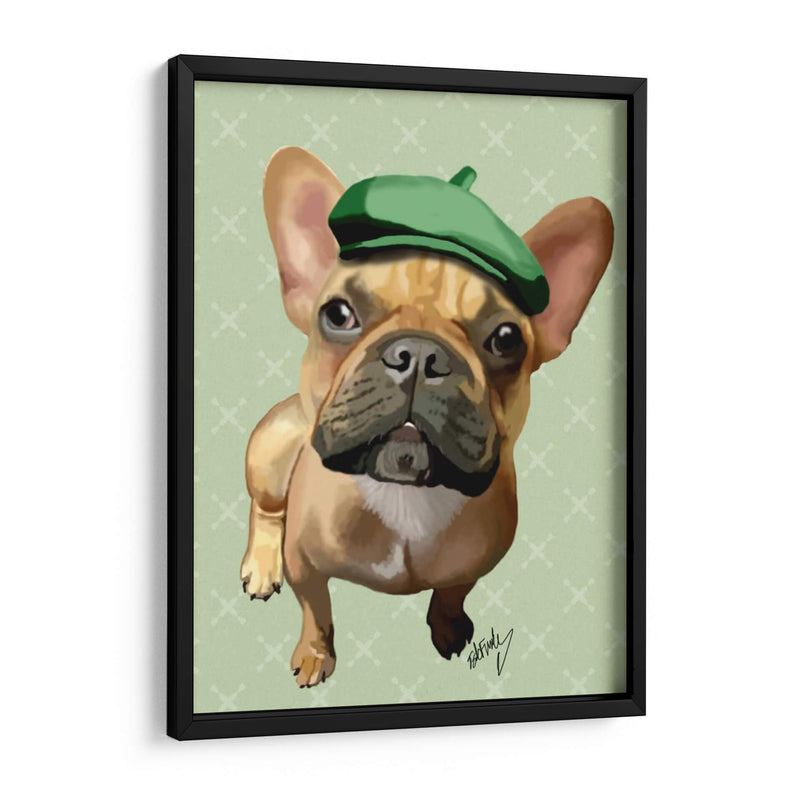 Bulldog Francés Marrón Con Sombrero Verde - Fab Funky | Cuadro decorativo de Canvas Lab