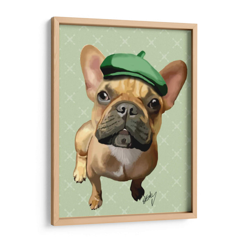 Bulldog Francés Marrón Con Sombrero Verde - Fab Funky | Cuadro decorativo de Canvas Lab