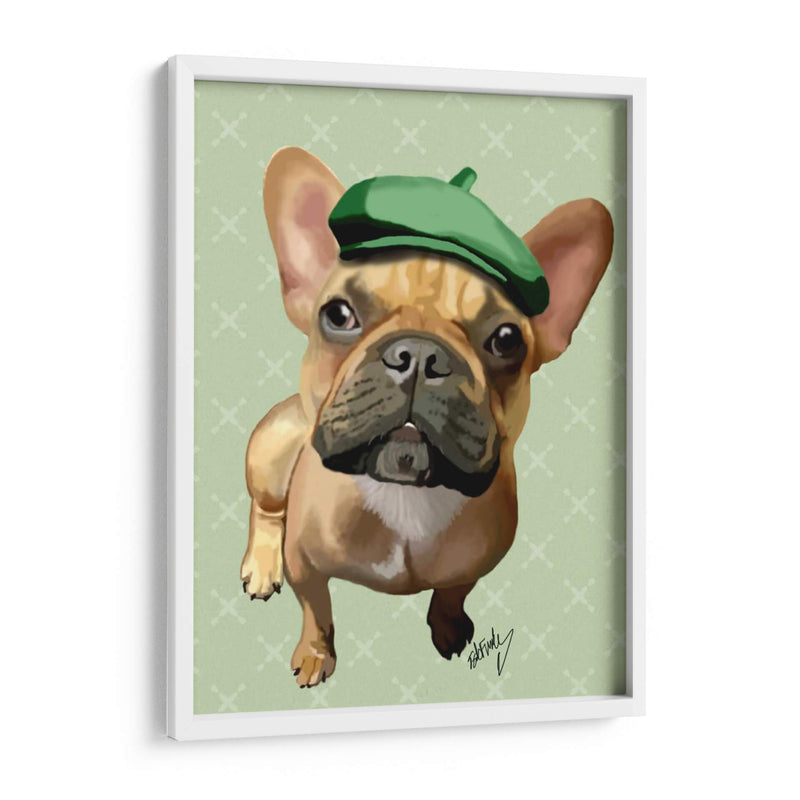 Bulldog Francés Marrón Con Sombrero Verde - Fab Funky | Cuadro decorativo de Canvas Lab