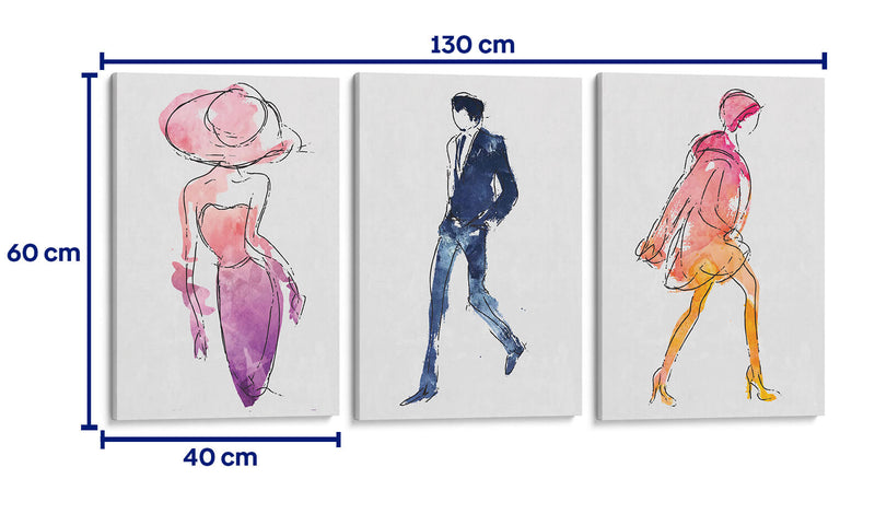 Caminar Fashionista - Set de 3 - Grau Project - Cuadro decorativo | Canvas Lab