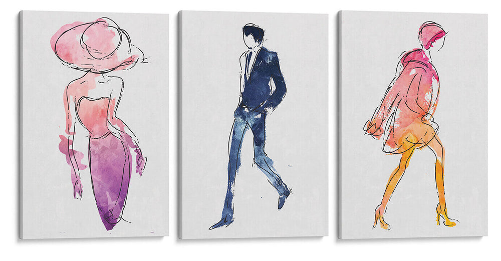 Caminar Fashionista - Set de 3 - Grau Project - Cuadro decorativo | Canvas Lab