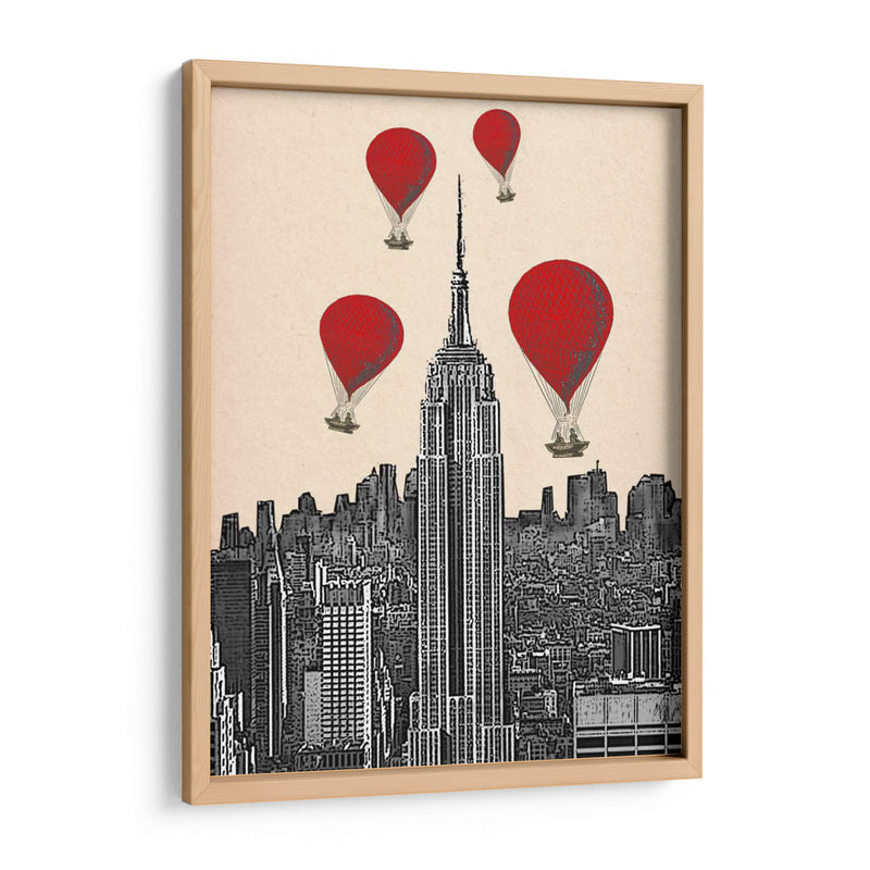 Empire State Building Y Globos De Aire Caliente Rojo. - Fab Funky | Cuadro decorativo de Canvas Lab