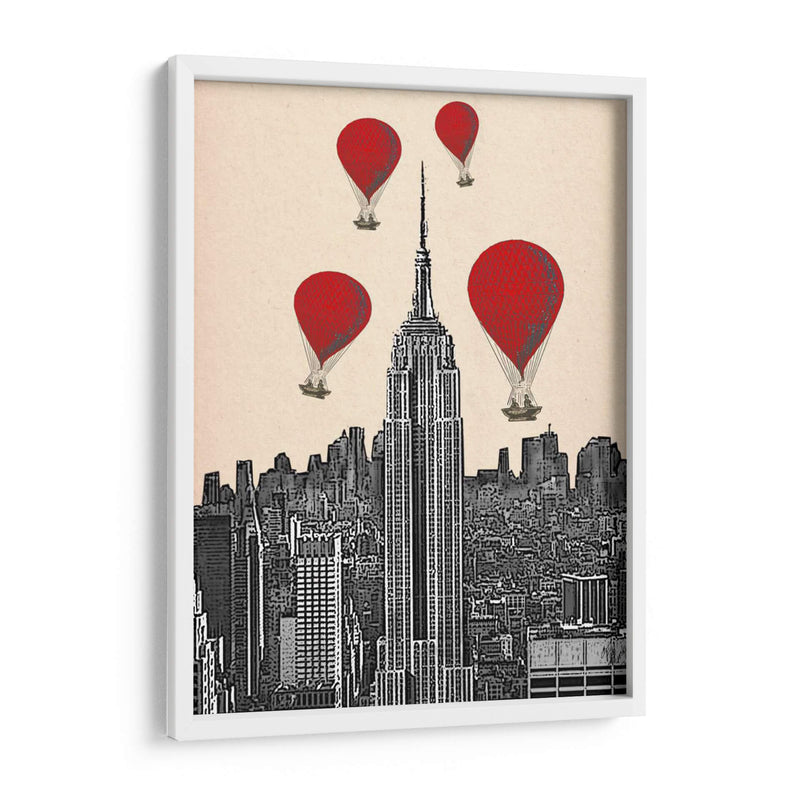 Empire State Building Y Globos De Aire Caliente Rojo. - Fab Funky | Cuadro decorativo de Canvas Lab