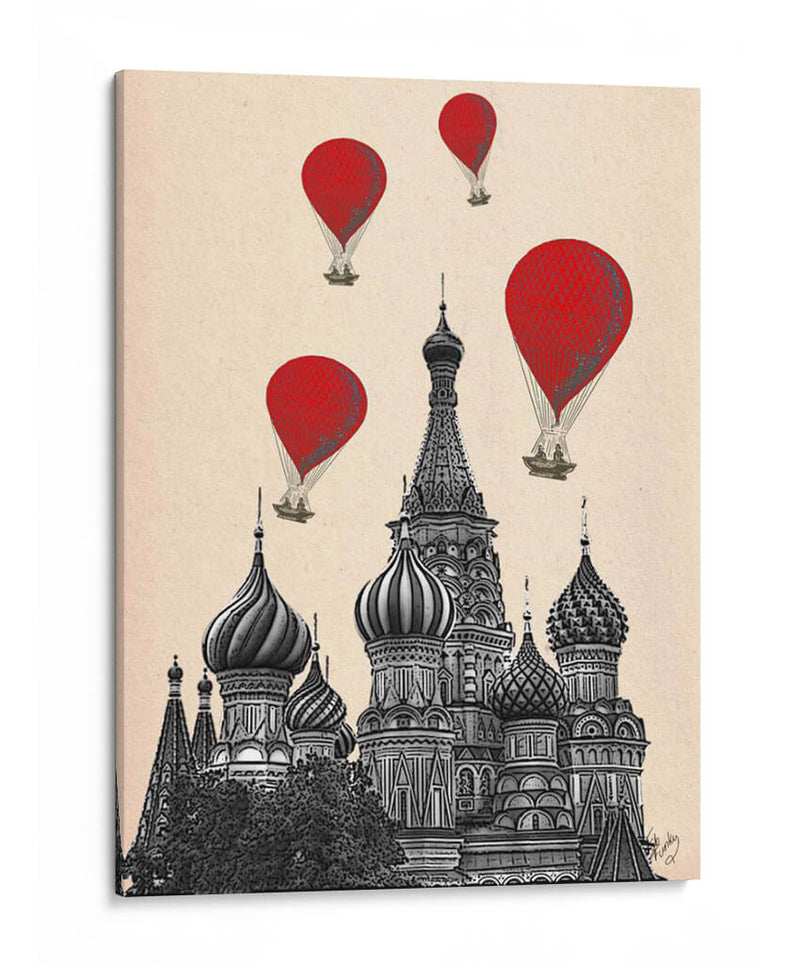 Catedral De St Basils Y Globos De Aire Caliente Rojo. - Fab Funky | Cuadro decorativo de Canvas Lab