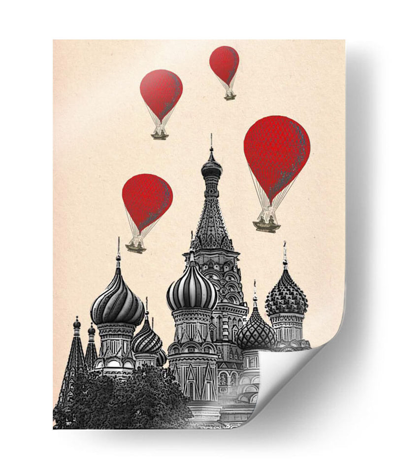 Catedral De St Basils Y Globos De Aire Caliente Rojo. - Fab Funky | Cuadro decorativo de Canvas Lab