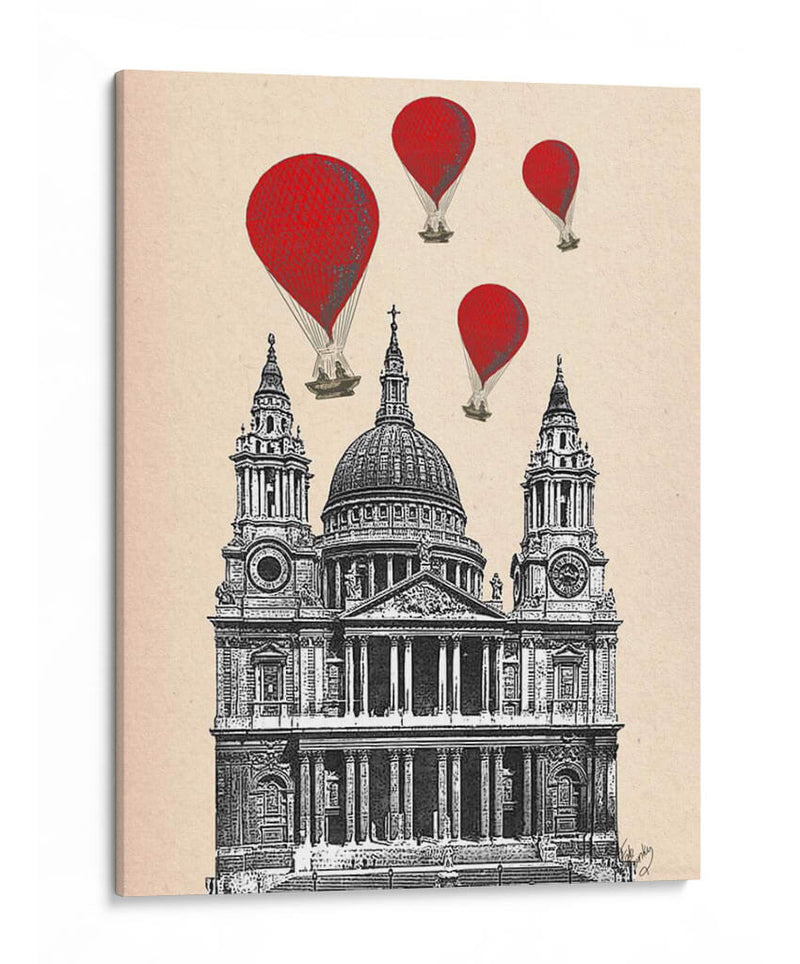 Catedral De St Pauls Y Globos De Aire Caliente Rojo. - Fab Funky | Cuadro decorativo de Canvas Lab