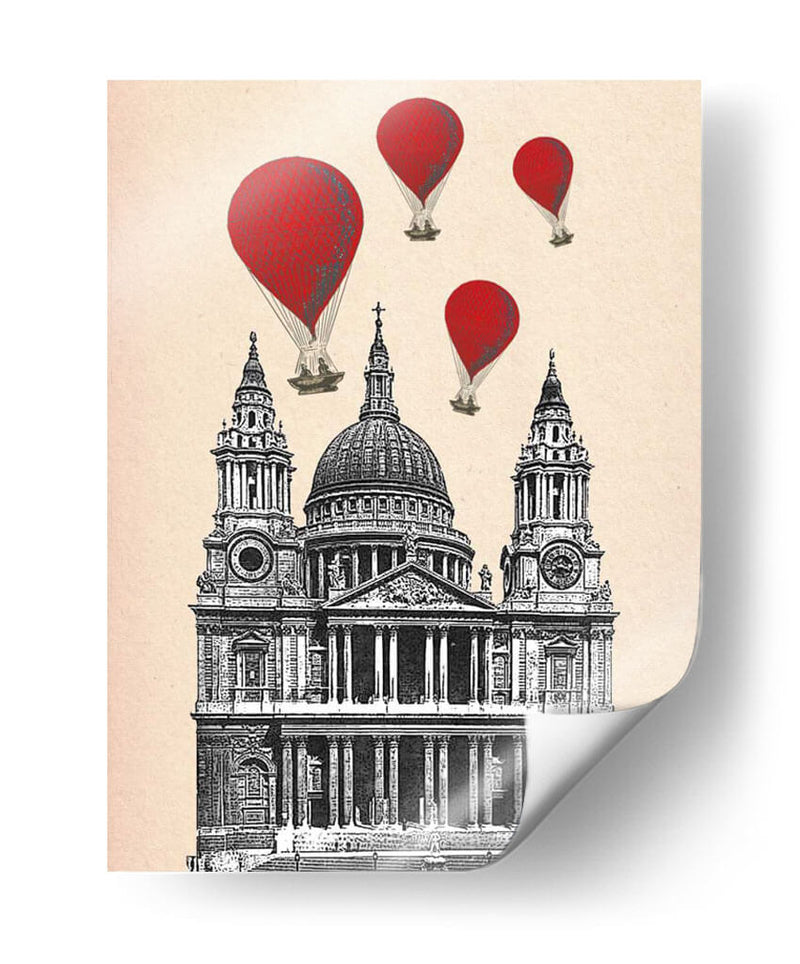 Catedral De St Pauls Y Globos De Aire Caliente Rojo. - Fab Funky | Cuadro decorativo de Canvas Lab