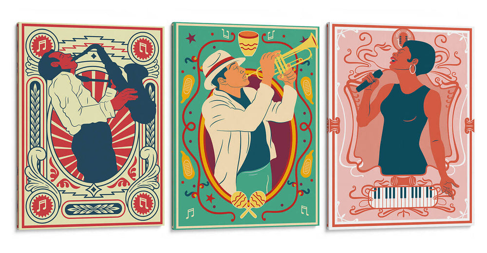 La música que te mueve - Set de 3 - Najesi - Cuadro decorativo | Canvas Lab