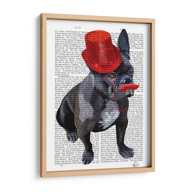 Bulldog Francés Con Sombrero De Copa Rojo Y Bigote - Fab Funky | Cuadro decorativo de Canvas Lab