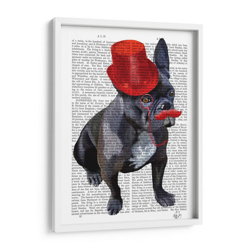 Bulldog Francés Con Sombrero De Copa Rojo Y Bigote - Fab Funky | Cuadro decorativo de Canvas Lab