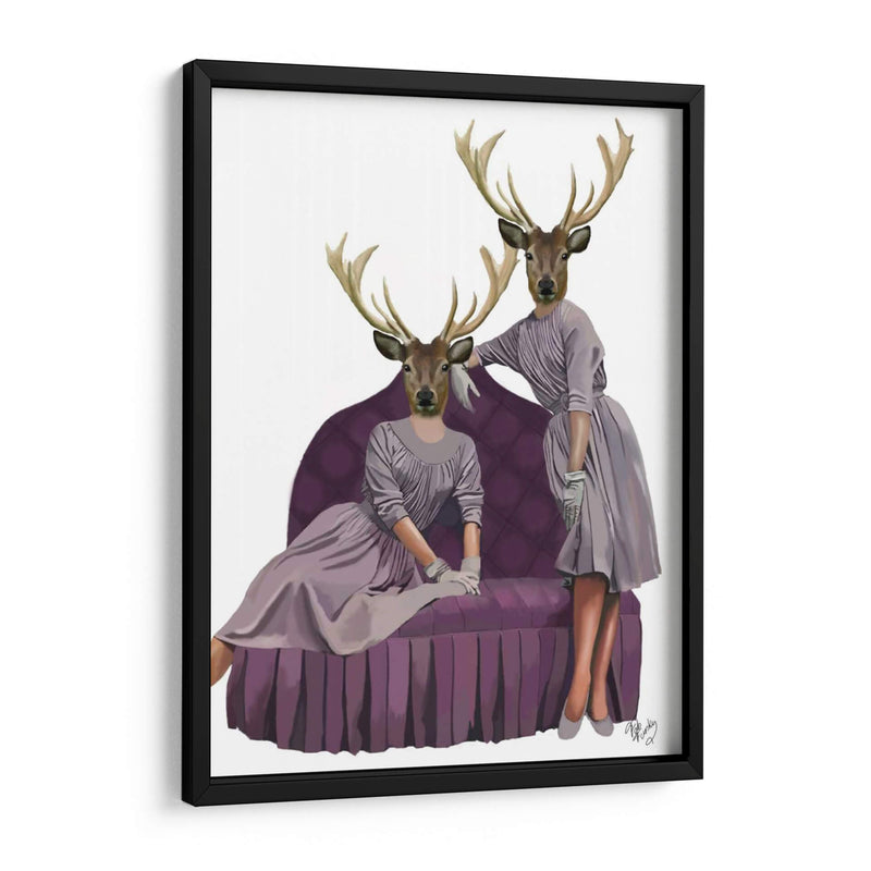 Twins Deer En Vestidos Púrpuras - Fab Funky | Cuadro decorativo de Canvas Lab
