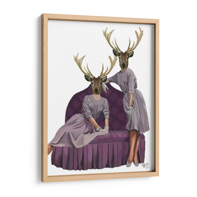 Twins Deer En Vestidos Púrpuras - Fab Funky | Cuadro decorativo de Canvas Lab
