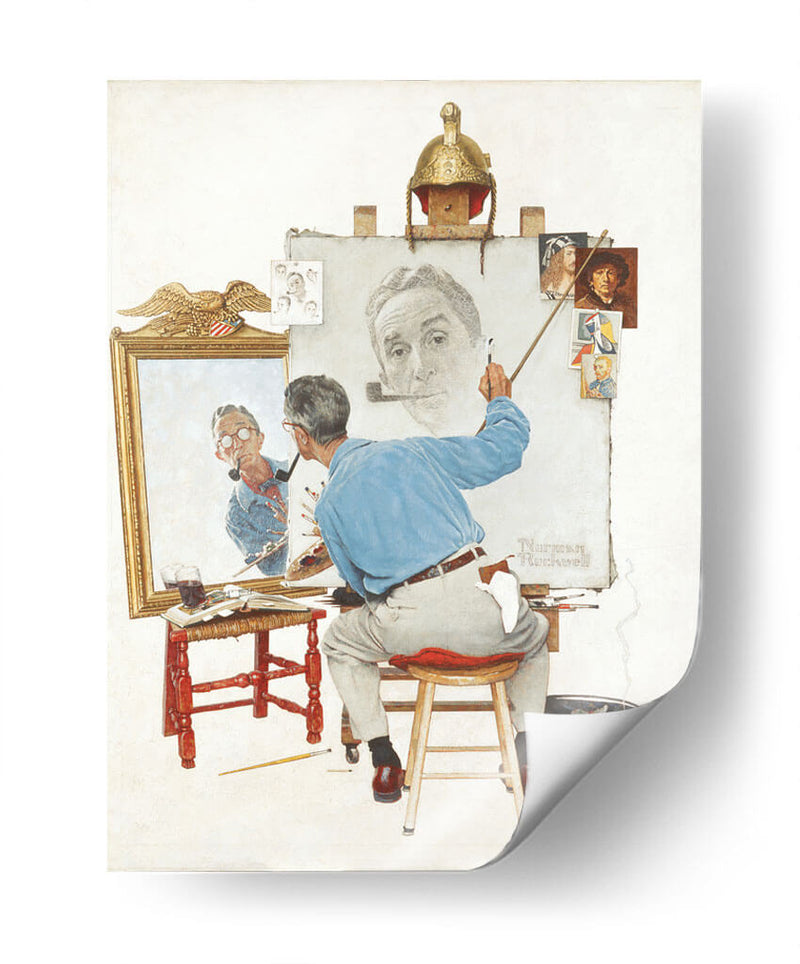 Triple autorretrato - Norman Rockwell | Cuadro decorativo de Canvas Lab