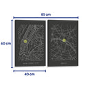 Mapas de Paris y Nueva York - Set de 2 - Grau Project - Cuadro decorativo | Canvas Lab